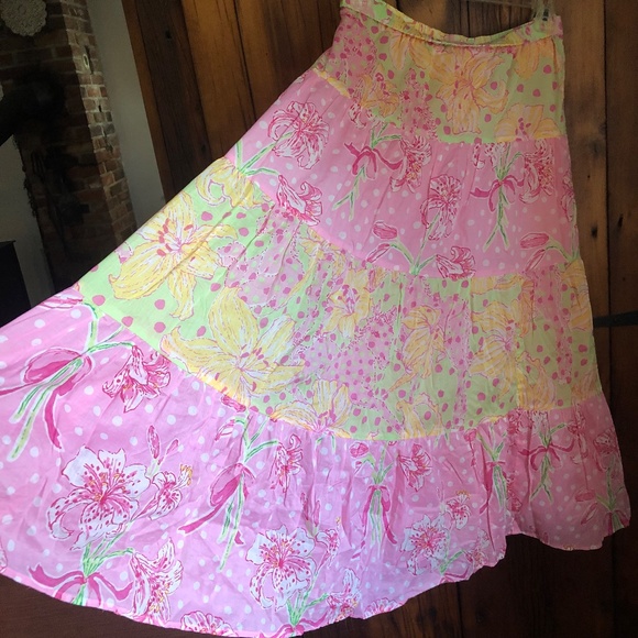 LILLY PULITZER  Floral Pastel Long Maxi skirt Size L (Large) - Picture 2 of 6